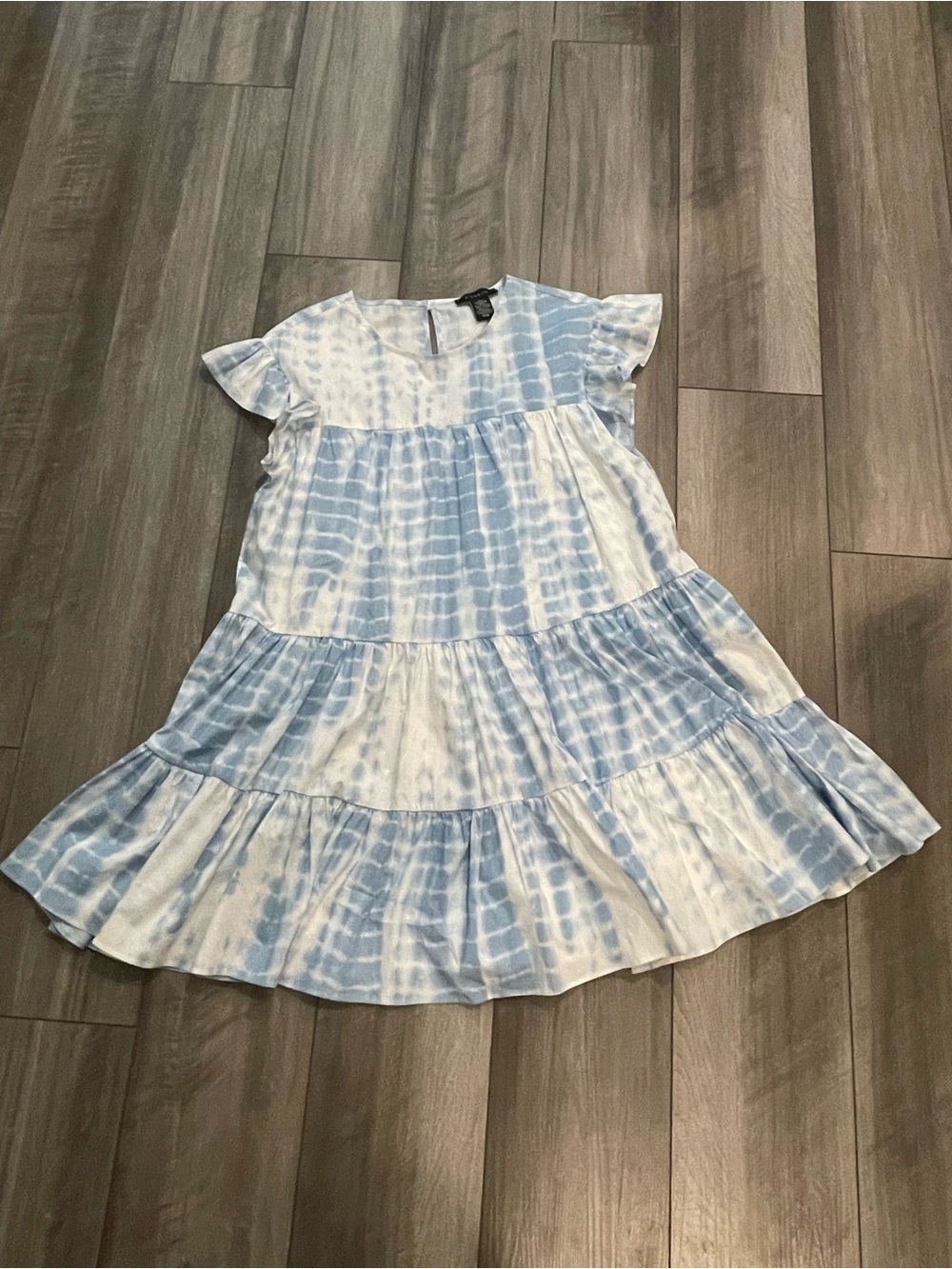 Tiered Tie-Dye Blue & White Dress Size 9/10